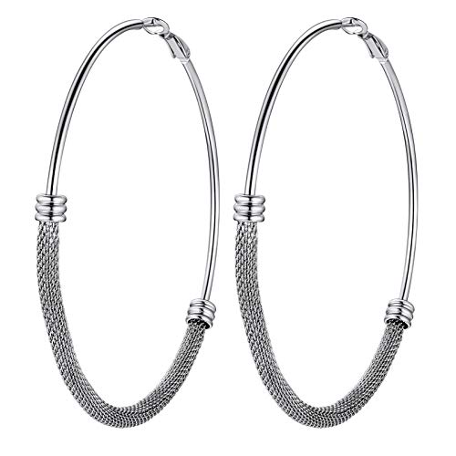 PROSTEEL 80mm große Runde Ohrringe für Damen Mädchen Edelstahl einzigartiges Design Creolen Hoop Ohrringe Hoop Earrings trendige Kreolen Schmuck Accessoire von PROSTEEL