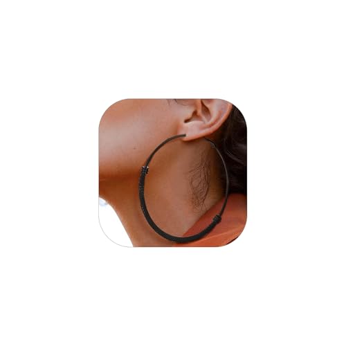 PROSTEEL 80mm große Runde Ohrringe für Damen Mädchen Edelstahl einzigartiges Design Creolen schwarze Hoop Ohrringe Hoop Earrings trendige Kreolen Schmuck Accessoire von PROSTEEL