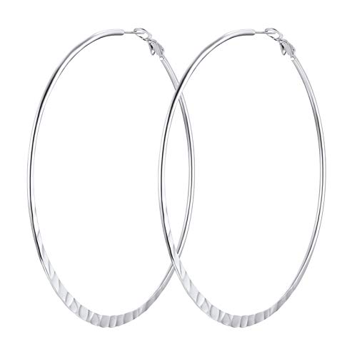 PROSTEEL 80mm große Runde Ohrringe für Damen Mädchen Edelstahl flache Creolen Hoop Ohrringe Hoop Earrings trendige Kreolen Schmuck Accessoire von PROSTEEL