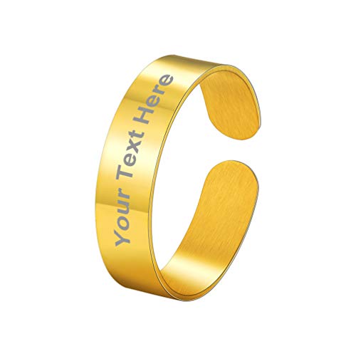 PROSTEEL Band Ring 18k vergoldet hochglanzpoliert offener Ring für Frauen Männer 5mm breit personalisiert Verlobungsring Ehering Partnerring Hochzeit Schmuck Geschenk für Valentinstag Jahrestag von PROSTEEL