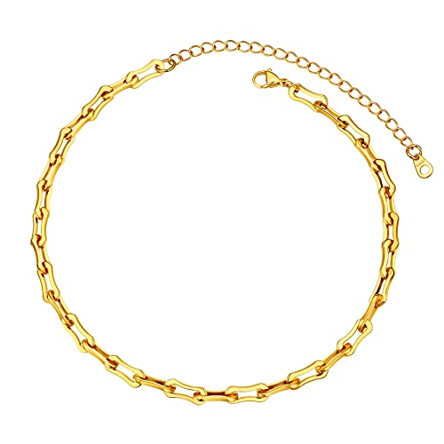 PROSTEEL Choker Collier für Damen Mädchen 18k vergoldet Figur-8 Kette Halskette 38+9cm/5,5mm breit Kurze Kette Halsband Schmuck Accessoire für Jahrestag Geburtstag von PROSTEEL