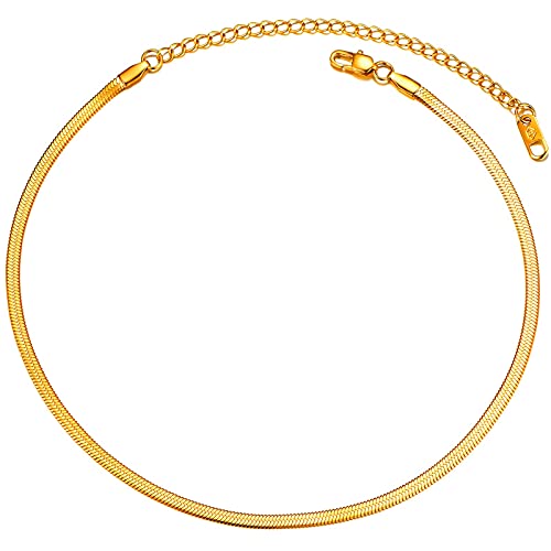 PROSTEEL Choker Collier für Damen Mädchen 18k vergoldet Schlangenkette Halskette 46+9cm/3mm breit kurze Kette Halsband Modeschmuck Accessoire für Jahrestag Geburtstag von PROSTEEL