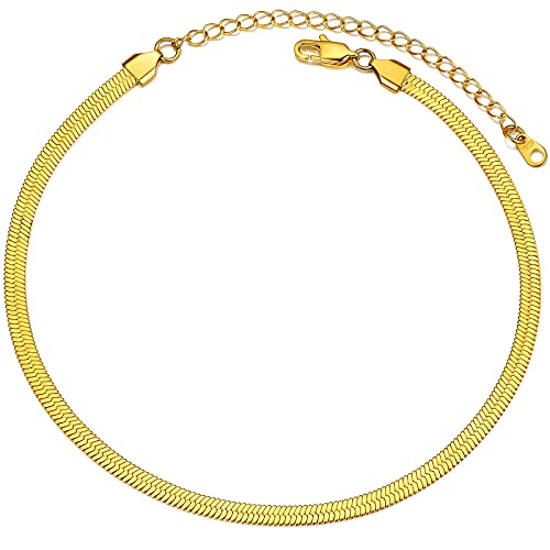 PROSTEEL Choker Collier für Damen Mädchen 18k vergoldet Schlangenkette Halskette 46+9cm/5mm breit Kurze Kette Halsband Modeschmuck Accessoire für Jahrestag Geburtstag von PROSTEEL