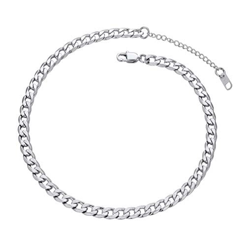 PROSTEEL Choker Halskette 316L Edelstahl Panzerkette 6mm 36+5cm kurze glänzend Gliederkette verstellbar Damen Mädchen Collier Modeschmuck für Weihnachten Valentinstag von PROSTEEL