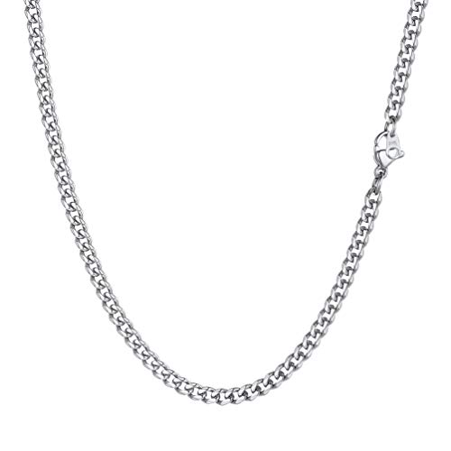 PROSTEEL Choker Halskette 316L Edelstahl glänzend Panzerkette 3mm 36+5cm Kurze kubanische Gliederkette verstellbar Damen Mädchen Collier Weihnachten Valentinstag von PROSTEEL