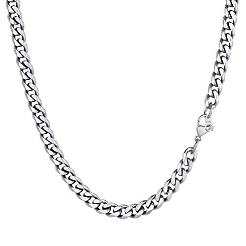 PROSTEEL Choker Halskette 316L Edelstahl glänzend Panzerkette 6mm 36+5cm Kurze kubanische Gliederkette verstellbar Damen Mädchen Collier Weihnachten Valentinstag von PROSTEEL