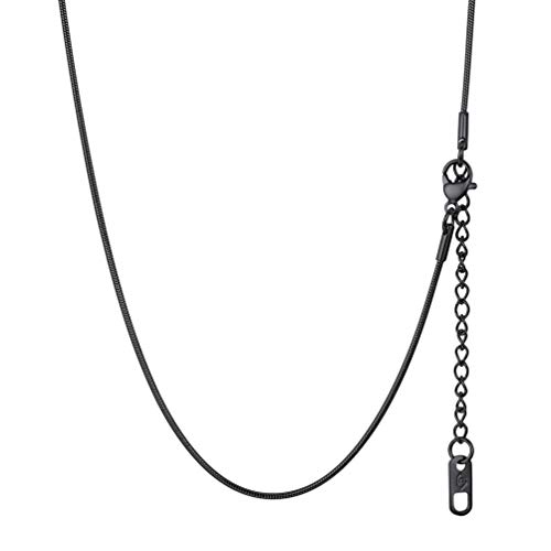 PROSTEEL Collier 1,2mm Schlangenkette Halskette Damen Herren schwarz Edelstahl 46cm verstellbar schlanke Kette Modeschmuck perfektes Accessoire für Anhänger von PROSTEEL