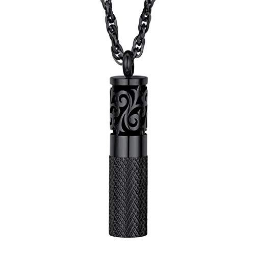 PROSTEEL Collier Parfüm Diffusor Herren Schmuck schwarz Edelstahl Röhrenform Anhänger Halskette Aromatherapie Ätherisches Öl Halter mit Kette 8 STK. Pads trendig Accessoire von PROSTEEL