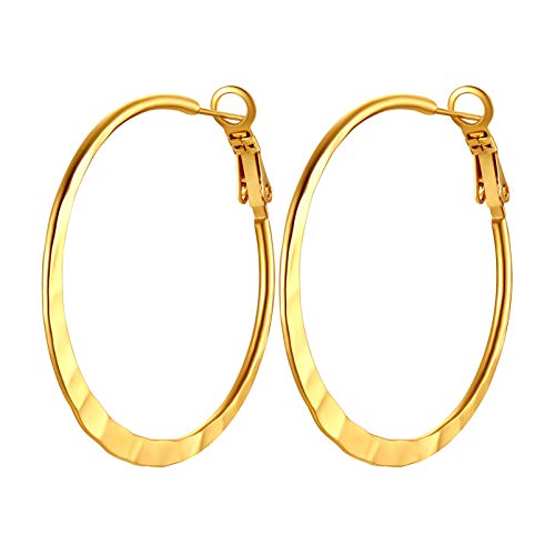 PROSTEEL Creolen Ohrringe für Frauen Mädchen 18k vergoldet flache Hoop Ohrringe 40mm Runde Ohrringe trendiger Ohrschmuck Hoop Earrings für Beste Freundin von PROSTEEL