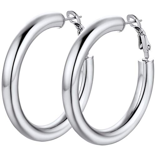 PROSTEEL Creolen Ohrringe für Frauen Mädchen Edelstahl 5mm dicke Hoop Ohrringe 40mm Runde Ohrringe trendiger Ohrschmuck für Beste Freundin von PROSTEEL