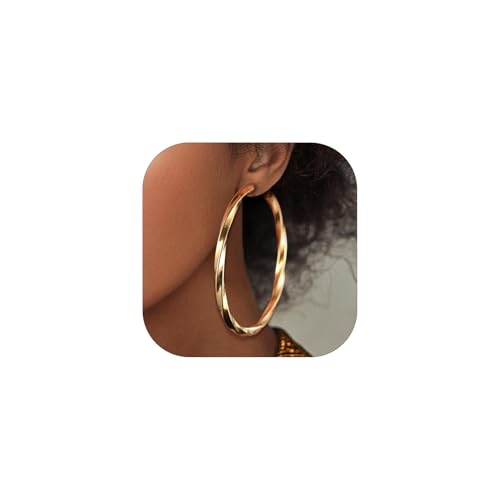 PROSTEEL Creolen Ohrstecker Damen, Goldene Verdreht Hoop Ohrringe 40mm,Einzigartiges Ohrschmuck Frauen PROSTEEL Creolen Ohrstecker Damen, Goldene Verdreht Hoop Ohrringe 40mm,Einzigartiges Ohrschmuck Frauen von PROSTEEL