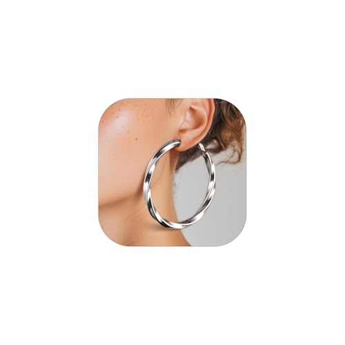 PROSTEEL Creolen Ohrstecker für Damen, Edelstahl Verdreht Hoop Ohrringe 30mm,Trendiger Ohrschmuck Frauen von PROSTEEL