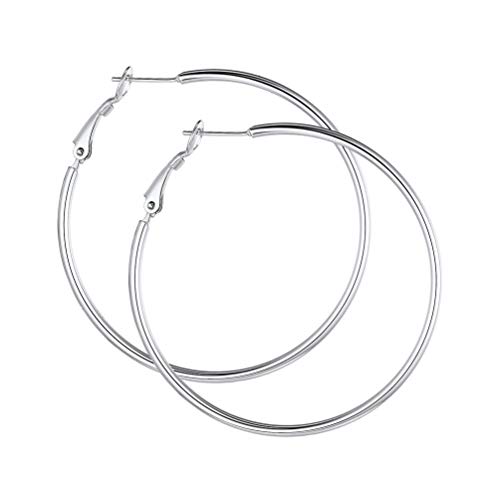 PROSTEEL Creolen für Frauen Mädchen 50mm Edelstahl Groß Ring Kreis Ohrringe Simpel Stil Huggie Hoop Klappcreolen OhrSchmuck Accessoire zum Geburtstag Valentinstag von PROSTEEL
