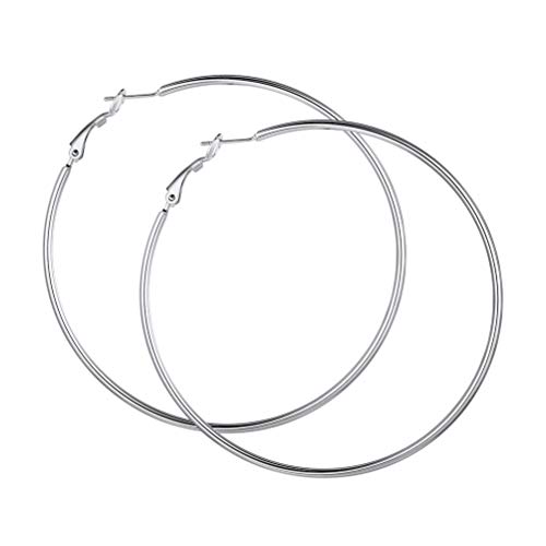 PROSTEEL Creolen für Frauen Mädchen 70mm Edelstahl Groß Ring Kreis Ohrringe Simpel Stil Huggie Hoop Klappcreolen Ohrschmuck Geschenk zum Geburtstag Valentinstag von PROSTEEL