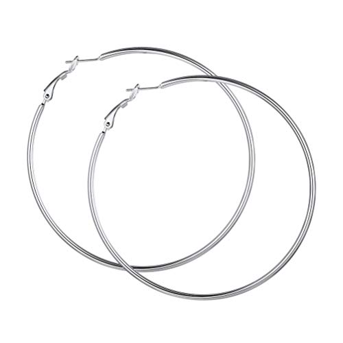 PROSTEEL Creolen für Frauen Mädchen 70mm Edelstahl Groß Ring Kreis Ohrringe Simpel Stil Huggie Hoop Klappcreolen OhrSchmuck Accessoire zum Geburtstag Valentinstag von PROSTEEL