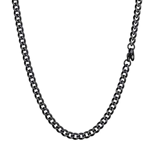 PROSTEEL Cuban Chain Necklace Herren 76cm lang Kette 4,8mm massiv schwarz Edelstahl Panzerkette kubannische Gliederkette für Jungen Männer Hip Hop Stil Modeschmuck Geschenk für Geburtstag Party von PROSTEEL