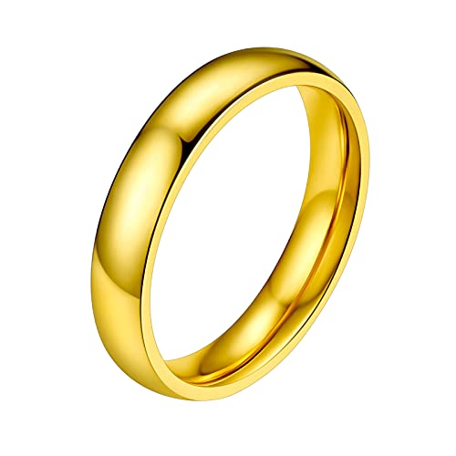 PROSTEEL Damen 18k vergoldet Bandring 4mm breit Größe 49 hochglanzpoliert Ehering Partnerring für Frauen Minimalist Verlobungsring Trauring Modeschumck Accessoire von PROSTEEL