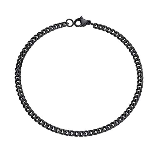 PROSTEEL Damen Armband schwarz Edelstahl 19cm/7,5 in. Panzerkette Armband 3,5mm breit kubanische Gliederarmband Hip Hop Bracelet Modeschmuck Accessoire für FrauenFrauen von PROSTEEL