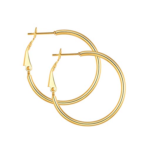 PROSTEEL Damen Creolen 30mm Groß Ring Kreis Ohrringe 18K vergoldet Simpel Stil Huggie Hoop Klappcreolen Frauen Mädchen Ohrschmuck Accessoire für Party Weihnachten von PROSTEEL