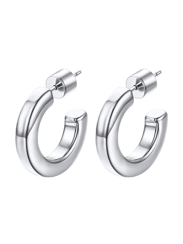 PROSTEEL Damen Creolen Ohrringe, Punk Halbcreolen Ohrstecker 20mm,4mm Hoop Earrings einzigartiges Ohrschmuck PROSTEEL Damen Creolen Ohrringe, Punk Halbcreolen Ohrstecker 20mm,4mm Hoop Earrings einzigartiges Ohrschmuck von PROSTEEL