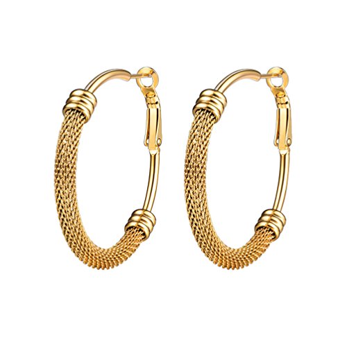 PROSTEEL Damen Creolen Ohrringe 18k vergoldet 40mm Runde Kreis Kreolen Hoop Earrings einzigartiges Ohrschmuck Accessoire für Cocktailparty Tanzball von PROSTEEL