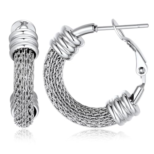 PROSTEEL Damen Creolen Ohrringe Edelstahl 20mm Runde Kreis Kreolen Hoop Earrings einzigartiges Ohrschmuck von PROSTEEL
