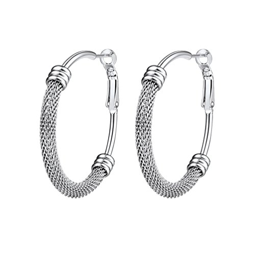 PROSTEEL Damen Creolen Ohrringe Edelstahl 40mm Runde Kreis Kreolen Hoop Earrings einzigartiges Ohrschmuck Accessoire für Cocktailparty Tanzball von PROSTEEL