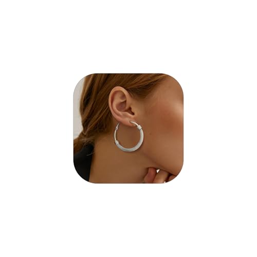 PROSTEEL Damen Creolen Ohrringe Edelstahl 40mm Runde Kreis Kreolen Hoop Earrings einzigartiges Ohrschmuck Accessoire für Cocktailparty Tanzball von PROSTEEL