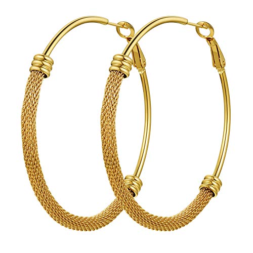 PROSTEEL Damen Creolen Ohrringe einzigartiges Design Runde Kreolen 18k vergoldet 60mm Hoop Ohrringe Hoop Earrings Ohrschmuck Accessoire für Party tägliches Tragen von PROSTEEL