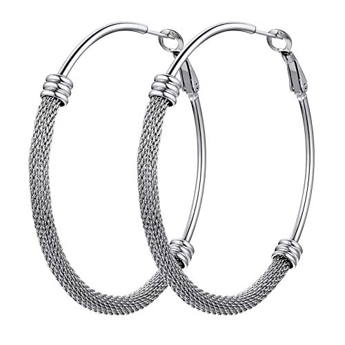 PROSTEEL Damen Creolen Ohrringe einzigartiges Design Runde Kreolen Edelstahl 60mm Hoop Ohrringe Hoop Earrings Ohrschmuck Accessoire für Party tägliches Tragen von PROSTEEL