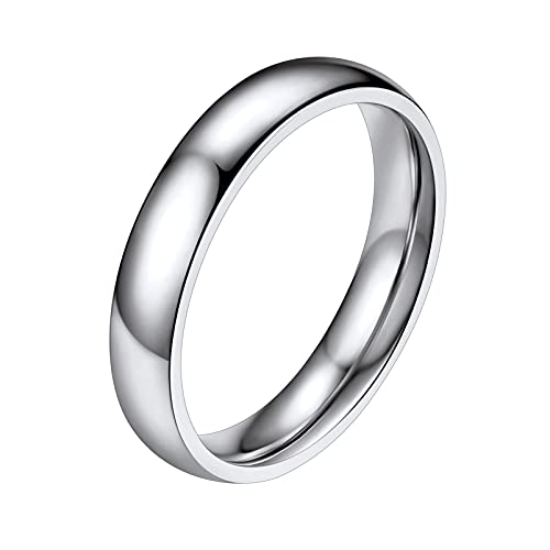 PROSTEEL Damen Edelstahl Bandring 4mm breit Größe 49 hochglanzpoliert Ehering Partnerring für Frauen Minimalist Verlobungsring Trauring Modeschumck Accessoire von PROSTEEL