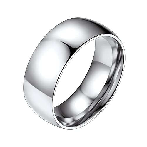 PROSTEEL Damen Edelstahl Bandring 8mm breit Größe 49 hochglanzpoliert Ehering Partnerring für Frauen Minimalist Verlobungsring Trauring Modeschumck Accessoire von PROSTEEL