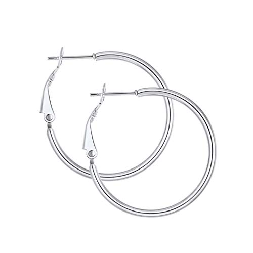 PROSTEEL Damen Edelstahl Creolen 30mm Groß Ring Kreis Ohrringe Simpel Stil Huggie Hoop Klappcreolen Ohrschmuck Accessoire für Frauen Mädchen von PROSTEEL