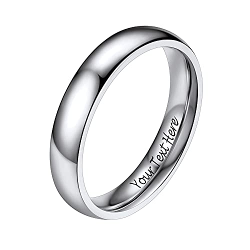 PROSTEEL Damen Edelstahl personalisiert Bandring 4mm breit Größe 49 hochglanzpoliert Ehering Partnerring für Frauen Minimalist Verlobungsring Trauring Modeschumck Accessoire von PROSTEEL