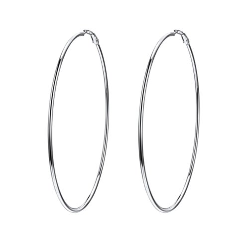 PROSTEEL Damen Edelstahl Creolen 100mm Groß Ring Kreis Ohrringe Simpel Stil Huggie Hoop Klappcreolen Ohrschmuck für Frauen Mädchen von PROSTEEL