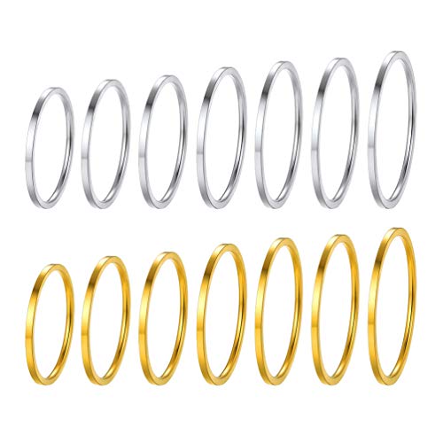 PROSTEEL Damen Fingerringe Set Edelstahl/18k vergoldet Midi Ringe Set 14 Stücke Knöchelringe Stapeln Ringe Knuckle Ringe für Frauen Mädchen trendige Stapelringe für Jahrestag Weihnachten von PROSTEEL