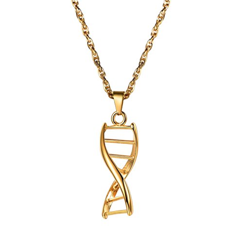 PROSTEEL Damen Herren Anhänger 18k vergoldet DNA-Doppelhelix Wissenschaft Molekül Halskette chemische Struktur Modeschmuck von PROSTEEL