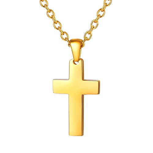 PROSTEEL Kreuzanhänger Edelstahl Christlich Kreuz Halskette Minimalist Unisex Halskette für Männer Frauen Jungen Mädchen, Gold-S von PROSTEEL