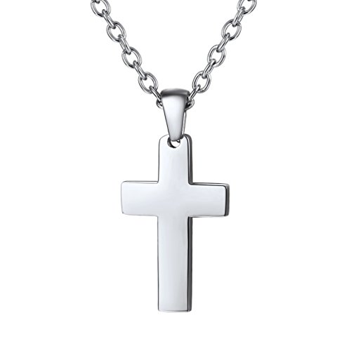 PROSTEEL Kreuzanhänger Edelstahl Christlich Kreuz Halskette Minimalist Unisex Halskette für Männer Frauen Jungen Mädchen, Silber-S von PROSTEEL