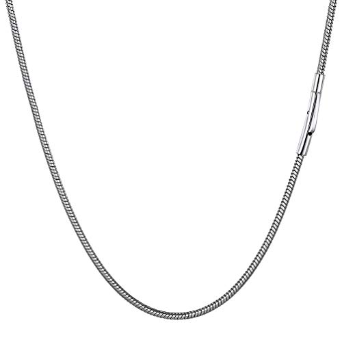 PROSTEEL Damen Herren Kette Edelstahl 2mm 66cm dünne Halskette Unisex runde Schlangenkette mit Sicherheitsverschluss Ersatzkette Accessoire für Anhänger Snack Chain Necklace von PROSTEEL