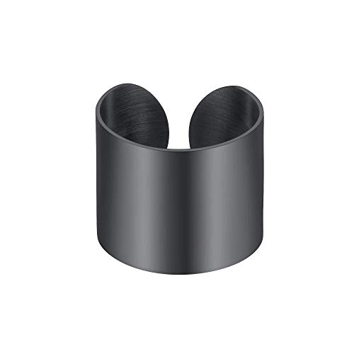 PROSTEEL Damen Herren massiv Band Ring schwarz Edelstahl offener Ring 17mm breit hochglanzpoliert Unisex ModeSchmuck Accessoire für Jungen Mädchen von PROSTEEL