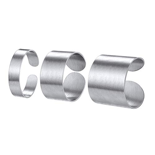 PROSTEEL Damen Herren offene Ringe Set 3 Stücke verstellbar Edelstahl Bandringe 5/10/17mm breit gebürstet Fingerringe Eheringe Verlobungsringe ModeSchmuck Accessoire für Weihnachten Jahrestag von PROSTEEL