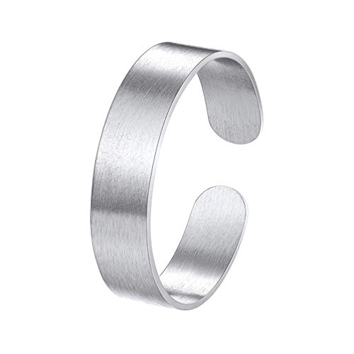 PROSTEEL Damen Herren offener Ring verstellbar Edelstahl Band Ring 5mm breit gebürstet Bandring Verlobungsring Ehering ModeSchmuck Accessoire für Weihnachten Jahrestag von PROSTEEL