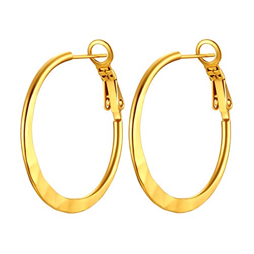 PROSTEEL Damen Hoop Ohrringe 18k vergoldet flache Creolen 30mm Kreis Ohrringe trendiger Hoop Earrings Ohrschmuck Accessoire für Mutter Tochter von PROSTEEL