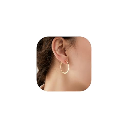 PROSTEEL Damen Hoop Ohrringe 18k vergoldet flache Creolen 30mm Kreis Ohrringe trendiger Hoop Earrings Ohrschmuck Accessoire für Mutter Tochter von PROSTEEL
