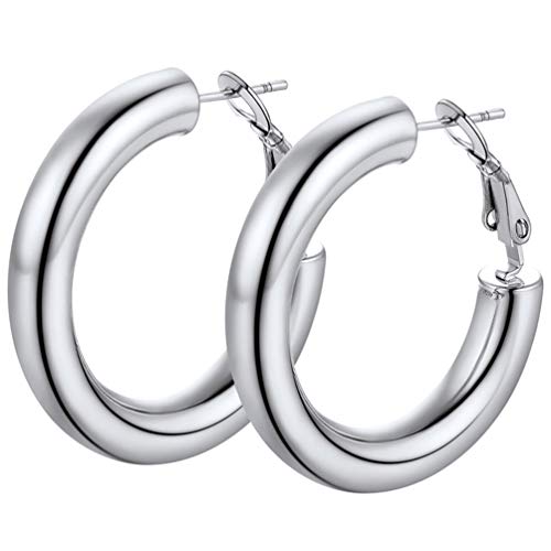 PROSTEEL Damen Hoop Ohrringe Edelstahl 5mm dicke Creolen 30mm Kreis Ohrringe trendiger Ohrschmuck Accessoire für Mutter Tochter von PROSTEEL