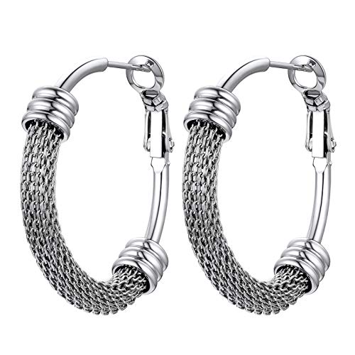 PROSTEEL Damen Hoop Ohrringe Edelstahl einzigartiges Design Creolen 30mm Kreis Ohrringe trendiger Hoop Earrings Ohrschmuck Accessoire für Mutter Tochter von PROSTEEL