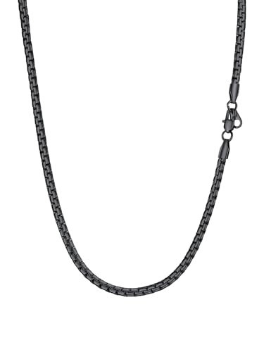 PROSTEEL Damen Kette schwarz kurz platte Venezianierkette Erbskette 36+5cm/4mm verstellbar Gliederkette Collier trendige Halskette Modeschmuck für Frauen Mädchen von PROSTEEL