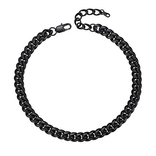 PROSTEEL Damen Kette schwarz kurz Panzerkette 36+5cm/10mm verstellbar massiv Gliederkette Collier trendige Halskette Modeschmuck Accessoire für Frauen Mädchen von PROSTEEL