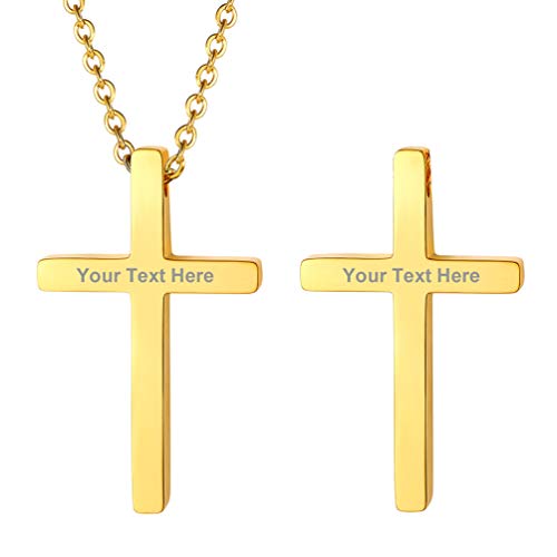 PROSTEEL Damen Kreuz Kette 18k vergoldet personalisiert Anhänger Halskette goldene christliche Collier für Mädchen Rolokette 45cm/1,5mm klassische Christentum Modeschmuck für Weihnachten von PROSTEEL